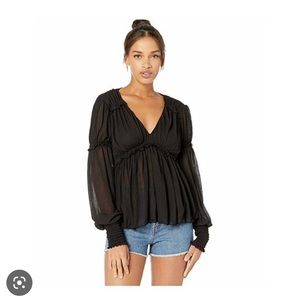 Free people long sleeve ribbed blouse